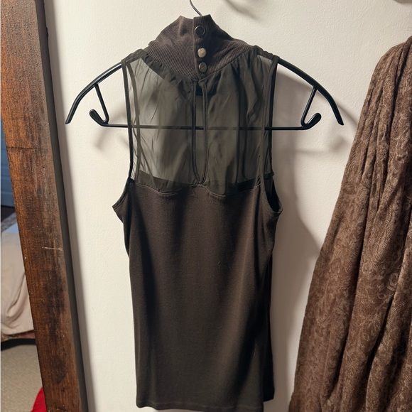 Moda International Tops - Mesh High Neck Top
